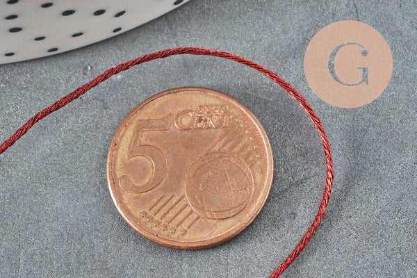Fil rouge métallisé pour broderie couture bijoux 0.8mm, x 5mètres (G2314)