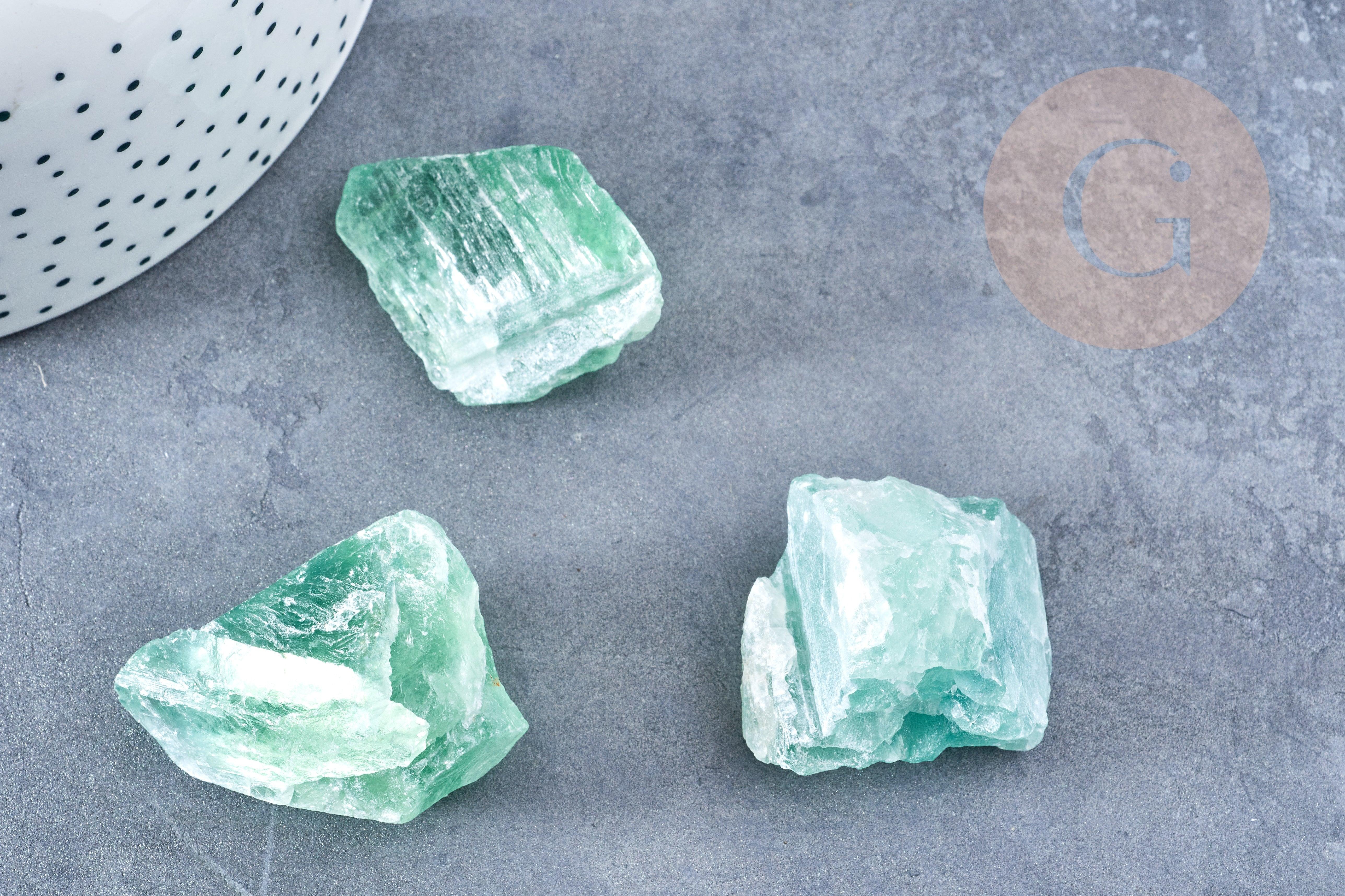 Fluorite verte naturelle brute 30-42mm ,fluorite naturelle pour création bijoux lithothérapie, x1 (G8628)