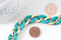 Grosse Chaine acrylique plastique doré 22x16mm, perle acétate, chaine plastique, x1 mètre (G4965)