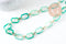 Grosse Chaine ronde écaille acrylique vert et aluminium doré texturé,perle acétate, chaine plastique,18.5mm, x1 mètre (G3365)