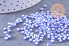 Grosse Perle rocaille rayé bleu blanc 3-3.5mm, x10gr (G10682)