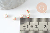 Grosse Perle rocaille rayé multicolore 3-4.5mm, x 10gr (G9418)