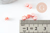 Grosse Perle rocaille rayé rouge blanc 3-4.5mm, x 10gr (G9419)