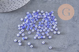Grosse Perle rocaille rayé bleu blanc 3-4.5mm, x10gr (G9280)