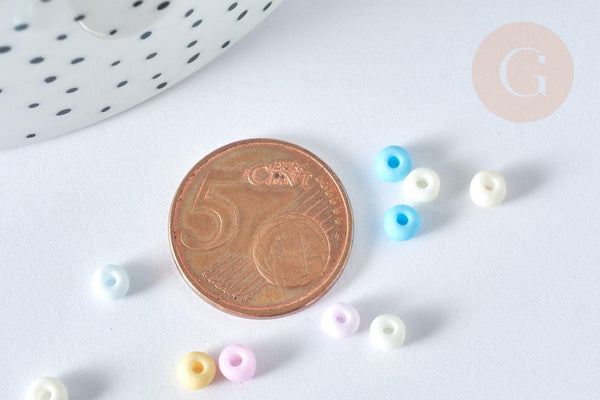 Grosses perles de rocaille verre multicolore pastel 4.5mm, x10Gr (G7401)