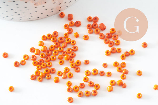 Grosses perles rocaille orange 4mm, x10g (G0187)