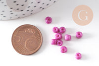 Grosses perles rocaille rose fuchsia 4mm,perles rocaille rose opaque, création bijoux , x10 Gr (G3737)