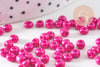 Grosses perles rocaille rose nacré peintes 4mm,perles rocaille, rose opaque, perles verre, x 10Gr (G0190)