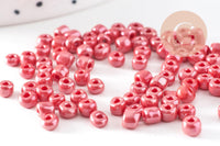 Grosses perles rocaille rouge nacré,fperles rocaille rouge opaque, diamètre 4mm x 10Gr (G3733)