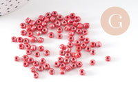 Grosses perles rocaille rouge nacré,fperles rocaille rouge opaque, diamètre 4mm x 10Gr (G3733)