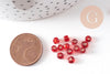 Grosses perles rocaille rouge transparente argent 4mm, x10gr (G3734)