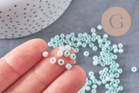 Grosses perles rocaille vert nacré, perles rocaille vertes, vert opaque, diamètre 4mm x 10Gr (G3815)