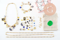 Kit Bracelet + Collier DIY – Thème Mystique / Océan / Fruits – Breloques + Chaîne Dorée – Idéal débutante & cadeau, x1 (G9554)