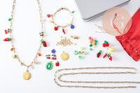 Kit Bracelet + Collier DIY – Thème Mystique / Océan / Fruits – Breloques + Chaîne Dorée – Idéal débutante & cadeau, x1 (G9554)