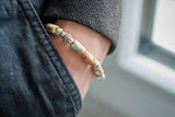 Kit Bracelet pour Homme Jaspe naturelle et zamac argenté MARIN, x1 pochette 1 bracelet (G9178)