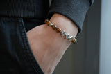 Kit Bracelet pour Homme Oeil de tigre naturel zamac argenté LEILO, pochette 1 bracelet (G9176)