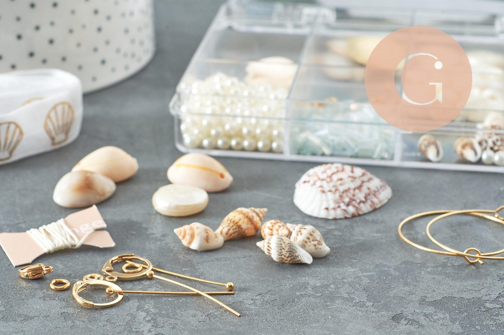 Kit Nacre & Coquillage blanc , Coffrets et kits de perles pour la création de bijoux fantaisie DIY, x1 ( G10029)