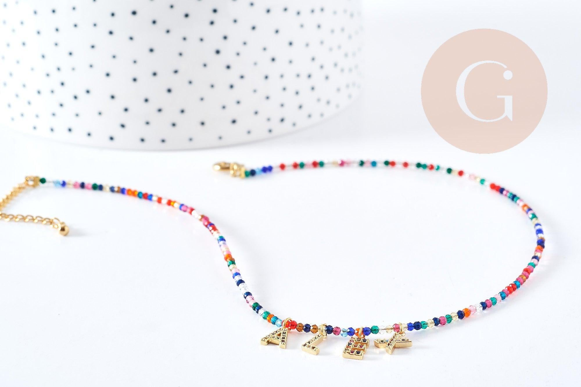 Kit collier Vecchio multicolore personnalisé lettres zircon 40cm, Coffrets et kits création de bijoux fantaisie DIY, la pochette (G8749)