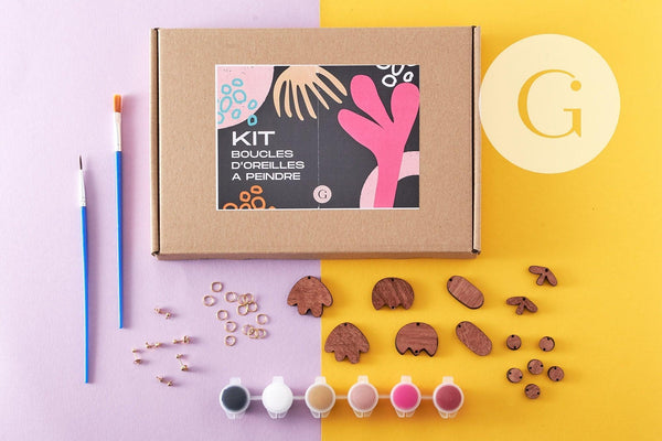 Kit création Boucles d'Oreilles Bois à peindre x3 paires (G9879)