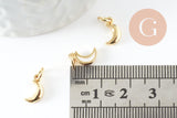 Lune nacre blanche naturelle laiton doré 10x6mm, x1 (G3574)