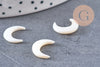 Lune nacre blanche naturelle,pendentif lune,coquillage blanc,corne non percée,création bijoux,Pendentif nacre,12x11.5mm, X2 (G0391)