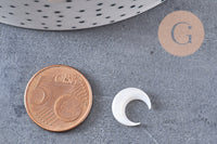 Lune nacre blanche naturelle,pendentif lune,coquillage blanc,corne percée,création bijoux,Pendentif nacre,13x12mm, les 2 (G3253)