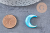 Lune nacre naturelle bleue, pendentif lune, coquillage Naturel,non percé, création bijoux,pendentif nacre,18x19mm, X1 G0343