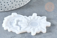 Moule en silicone Lune et Soleil 53x75mm, création de bijoux résine et jesmonite, x1 (G7785)