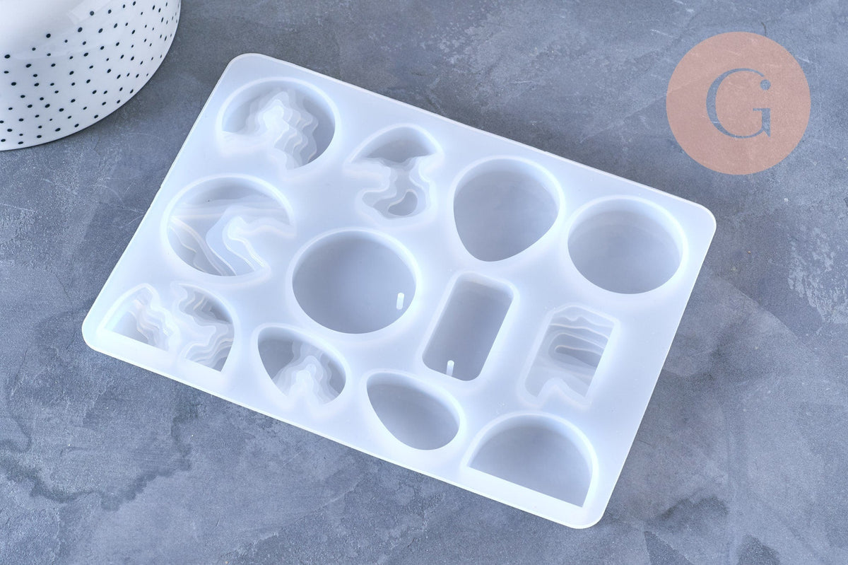 Moule en silicone création boucles créoles résine 171x126mm, x1 (G6297)