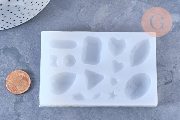 Moule en silicone pour fabrication pendentifs pierre précieuse, x1 (G5666)