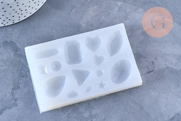 Moule en silicone pour fabrication pendentifs pierre précieuse, x1 (G5666)