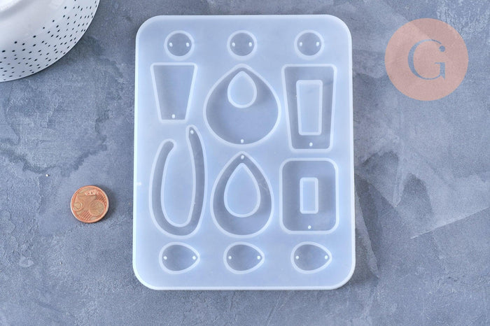 Moule pour fabrication boucles créoles résine, un moule en silicone pour réaliser des bijoux avec inclusion en résine, x1 G4177