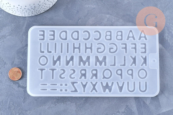 Moule pour fabrication lettre alphabet résine 21cm, un moule en silicone pour réaliser moulage résine jesmonite,21cm, x1 G4969