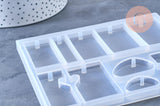 Moule pour fabrication pendentif rectangle résine, un moule en silicone pour réaliser des bijoux avec inclusion en résine, x1 (G4577)
