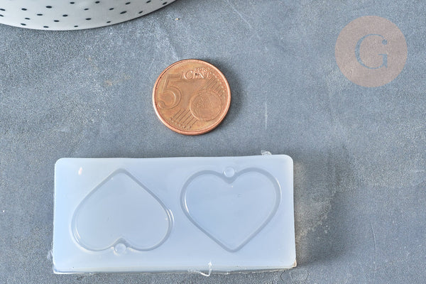 Moule silicone pendentif décoration forme cœur résine 63mm, x1 (G7990)
