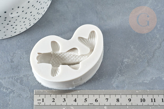 Moule silicone poisson carpe koi résine patisserie savon bougie 73mm, x1 (G4972)