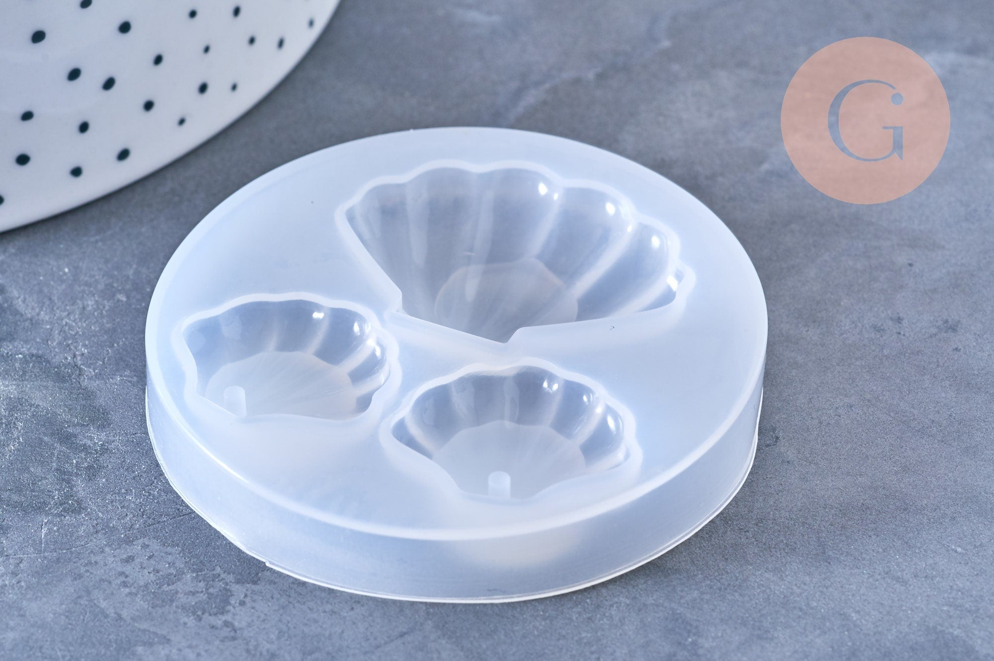 Moules Silicone coquillage 62mm résine UV ou époxy, x1 (G7269)