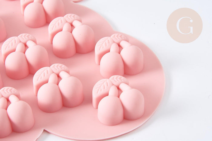 NPR-Moules en silicone rose CERISES 17.7cm, Moule pâtisserie en silicone bijoux avec inclusion en résine,x1 G7728