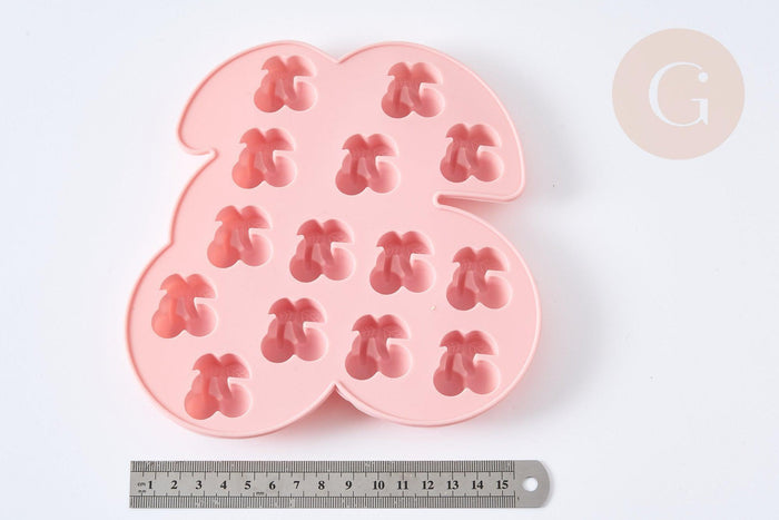 NPR-Moules en silicone rose CERISES 17.7cm, Moule pâtisserie en silicone bijoux avec inclusion en résine,x1 G7728