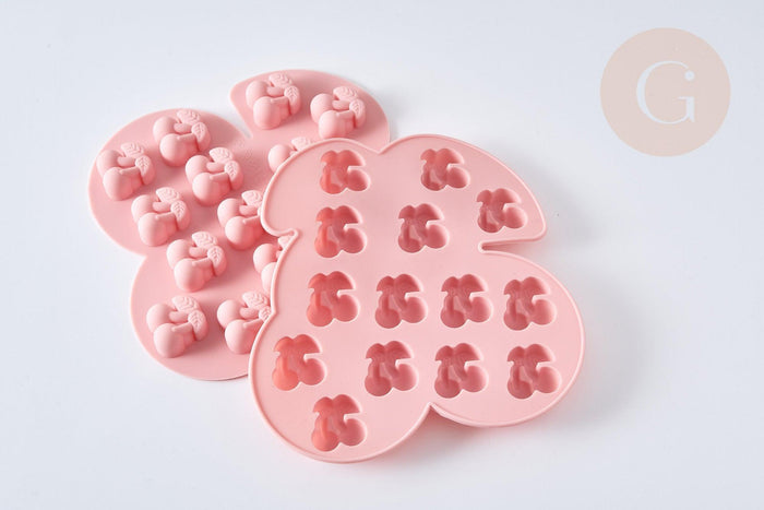 NPR-Moules en silicone rose CERISES 17.7cm, Moule pâtisserie en silicone bijoux avec inclusion en résine,x1 G7728