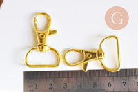 Mousqueton fermoir clapet zamac doré 38mm, x2 (G6305)