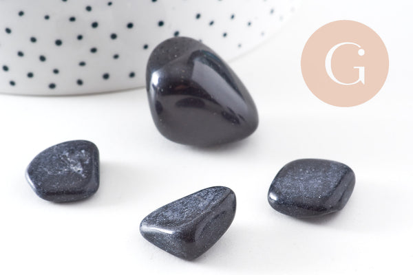 Obsidienne naturelle brut roulé, obsidienne niure, litotherapie,Chips obsidienne, x20gr (G0254)
