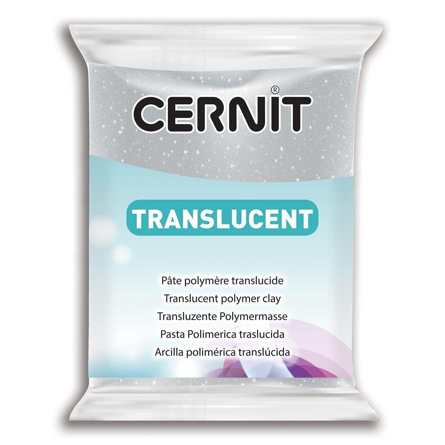 Pâte polymère Cernit TRANSLUCENT - Glitter Argent x56g (G10468)