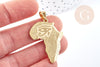 Pendentif Afrique acier 304 inoxydable doré 37.5mm, x1 (G8718)