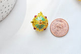 Pendentif Bola carillon d'harmonie doré émaillé, création bijoux de grossesse, Vendu sans carillon, 22mm, x1 (G3707)