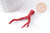Pendentif Branche forme corail résine rouge 44.5mm, x1 (G10347)