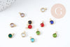 Pendentif Breloque rond verre facetté acier 304 inoxydable doré IP 9.5mm, x1 (G9107)