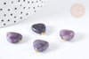Pendentif Cœur Lépidolite pierre naturelle 15~15,5mm, pendentif pierre naturelle pour création de bijoux, x1 G7592