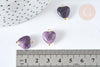 Pendentif Cœur Lépidolite pierre naturelle 15~15,5mm, pendentif pierre naturelle pour création de bijoux, x1 G7592