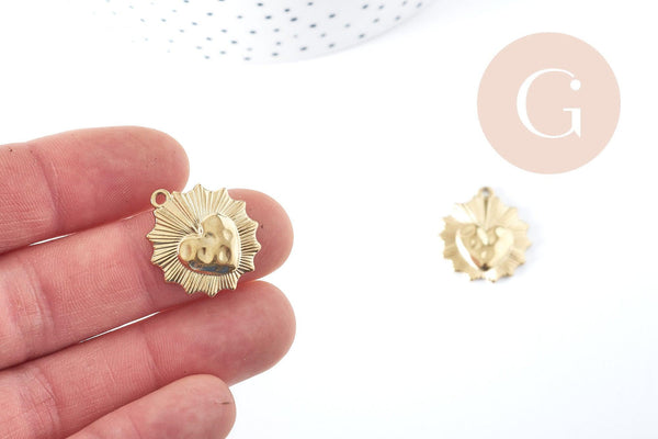 Pendentif Coeur acier 201 inoxydable doré 23mm, x1 (G10194)